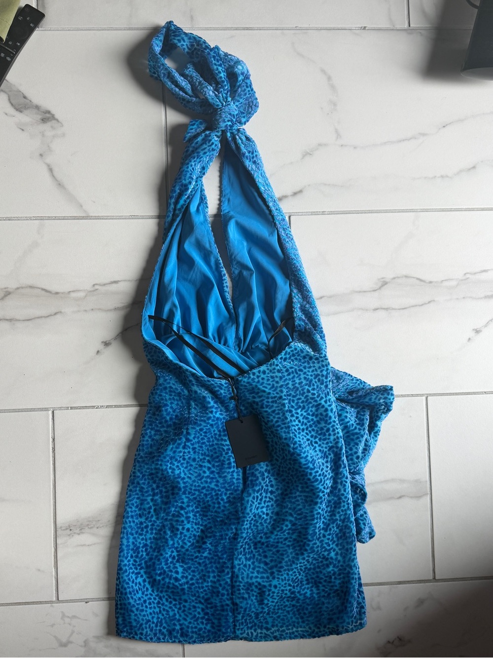 NWT - Revolve Blue Halter Bodycon Mini Dress — Women's - Picture 3 of 4